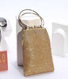 billige -clutch tasker til kvinder polyester til aften bryllupsfest med krystaller kæde i ensfarvet sølv sort guld