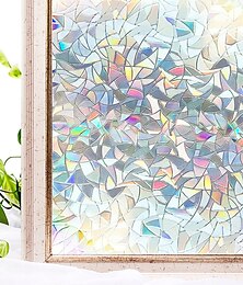 voordelige -raamprivacyfolie, regenboograamfolie, verwijderbare glas-in-loodsticker, warmtewerende raamstickers voor decor, zilver
