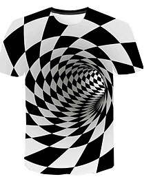 preiswerte -Herren Hemd T Shirt Graphic Geometrisch 3D Rundhalsausschnitt A B C D Weiß Normal Kurzarm Bedruckt Bekleidung