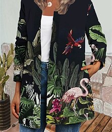 economico -Per donna Giubbotto Giacca sportiva Giornaliero Per eventi Inverno Autunno Standard Cappotto Rotonda A V Standard Informale Festa di San Patrizio Giacca Manica lunga Floreale Alberi / foglie Stampa