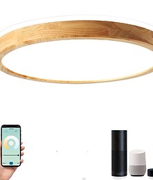 billiga -led taklampa inkluderar wi-fi smart ljus rund design dimbara infällda lampor trä modern stil geometrisk minimalistisk konstnärlig 30cm 40cm 50cm 220-240v 110-120v