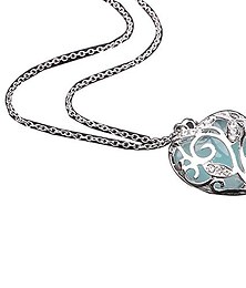 رخيصةأون -قلادات ، أزياء نسائية مجوفة على شكل قلب من حجر الراين قلادة سلسلة مضيئة هدية - أزرق