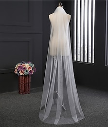 cheap -One-tier Simple Wedding Veil Chapel Veils with Solid Tulle