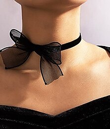 baratos -colar gargantilha sexy de renda preta com nó-laço colar gargantilha de veludo macio de camurça gargantilha gravata gravata presente para mulheres adolescentes meninas (preto)