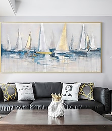 cheap -Oil Painting 100% Handmade Hand Painted Wall Art On Canvas Abstract Maritime Sailboat Landscape Home Decoration Decor Rolled Canvas No Frame Unstretched