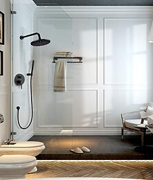 abordables -robinet de douche, ensemble de robinet de douche pluie douche finitions peintes contemporaines monter à l'intérieur de robinets mitigeurs de bain douche en céramique