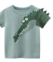abordables -Niños Chico Camiseta Animal Escuela Manga Corta Estampado Estilo lindo Algodón 3-8 años Verano Verde Trébol