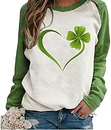 cheap -Women's Sweatshirt Pullover Basic St. Patrick's Day Green Street Round Neck Long Sleeve