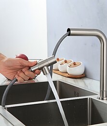 abordables -robinet de cuisine - monocommande monotrou en acier inoxydable extractible / extractible autres robinets de cuisine contemporains eau froide ou chaude uniquement