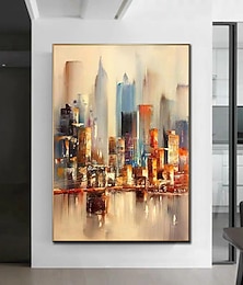 abordables -Peinture à l'huile à la main peint à la main art mural mintura moderne abstrait ville paysage décoration de la maison décor toile roulée sans cadre non étiré