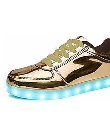 olcso -Férfi Tornacipők LED cipők Gyalogló Napi PU Magasság növekvő Bokacsizmák Fűzős Ezüst Fekete Fehér Tavasz