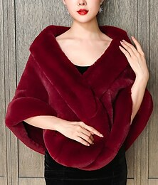 abordables -Châles en Fourrure Etoles de Femme Couleur pleine Elégant Sans Manches Fausse Fourrure Boléros de Mariage Avec Couleur Pure Pour du quotidien Automne