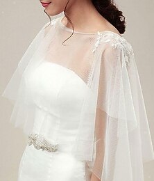 cheap -Women's Wrap Elegant Sleeveless Lace Wedding Wraps With Pure Color For Wedding Party All Seasons