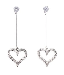 abordables -boucles d'oreilles boho femme cristal blanc coeur boucles d'oreilles en pierre zircon couleur argent petites boucles d'oreilles pendantes pour femmes (boucles d'oreilles coeur blanc cristal-argent)