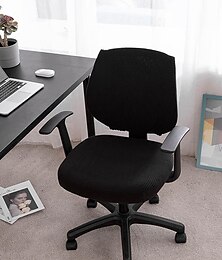 voordelige -computer bureaustoel hoes stretch roterende gaming stoel hoes elastisch jacquard zwart effen effen kleur zacht duurzaam wasbaar