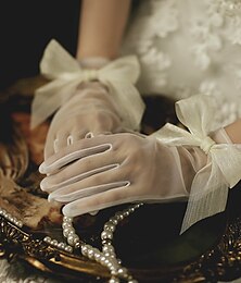 preiswerte -Tüll Handgelenk-Länge Handschuh Stilvoll / Künsterlischer Stil Mit Einfarbig Hochzeit / Party-Handschuh