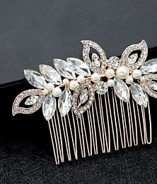 economico -Pettini per capelli Fiori Copricapo Lega Matrimonio Occasioni speciali stile sveglio Romantico Con Perle di imitazione Cristalli / Strass Copricapo Copricapo