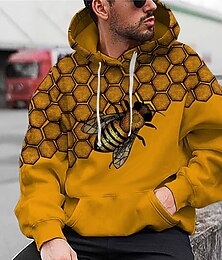 abordables -Homme Abeille Impressions Graphiques Sweat à capuche Sweats à capuche Sweatshirt Motifs 3D Occasionnel manche longue À capuche Quotidien Sports Jaune Imprimé Designer S M L XL XXL 3XL
