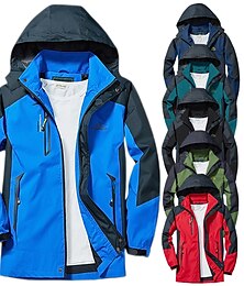 voordelige -Voor heren Hoodie jas Softshelljack voor wandelen Wandelwindjack Zomer Buitenshuis Lapwerk waterdicht Winddicht Sneldrogend Lichtgewicht Jack Kleding Bovenlichaam Gehele Lengte Zichtbare Rits Jagen
