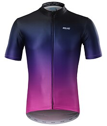 abordables -Arsuxeo Hombre Maillot de Ciclismo Manga Corta Bicicleta Maillot con 3 bolsillos traseros Transpirable Bandas Reflectantes Bolsillo trasero Elástico Negro Verde Amarillo Degradado Poliéster Elastán