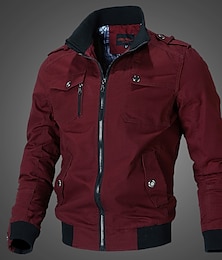 economico -Per uomo Giacca bomber Giacca leggera Giacca estiva Giacca da lavoro Sport Arrampicata Antivento Tenere al caldo Collage Autunno Tinta unica Colletto alla coreana Cotone Nero Verde militare Rosso Blu