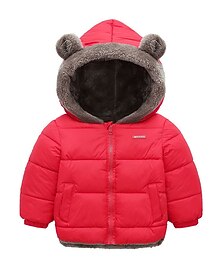 billiga -Unisex Pojkar Flickor 3D Slät Kappa Ner Långärmad Höst Vinter Aktiv Grundläggande Bomull Barn 2-6 år Gata Semester Normal