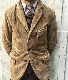 economico -Per uomo Giacca di velluto a coste Giacca Esterno Da tutti i giorni Caldo Pulsante Tasche Autunno Inverno Liscio Di tendenza Streetwear Bavero Standard Giallo Giacca