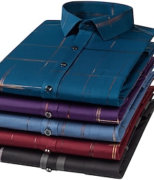 levne -Pánské Košile k obleku Černočervená Černá / šedá Modrá moře Dlouhý rukáv Hranatý Léto Svatební Dovolená Oblečení Tisk