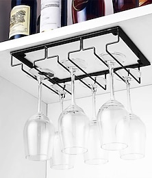 billiga -vinglasställ under skåpstativhållare metall vinglas arrangör glas förvaringshängare för bar kök hem svart guld vit 3 rader