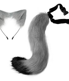 olcso -állítható róka fülek fejpánt róka farok szett cosplay lány plüss szőrös macskafül szalaggal harang anime műszőrme róka füle hajpánt fejpántok farsangi cosplay jelmez party haj kiegészítők nőknek