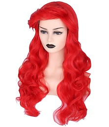 economico -parrucca da sirena topcosplay parrucca ariel parrucche da donna adulta parrucca cosplay riccia lunga rossa parrucca di halloween