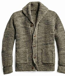 abordables -Hombre Chaqueta de Punto Cárdigan Chaqueta suéter Fornido Tejer Regular Color sólido/liso Redonda Ropa Cotidiana Ropa Otoño invierno Verde Militar M L XL