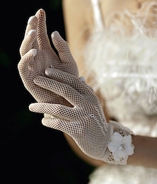 billiga -Tyll Handledslängd Handske Vintagestil / Elegant Med Blomma Handske till bröllop / fest