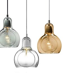 abordables -LED pendentif lumière personnalité simple grande ampoule lustre restaurant créatif barre lumineuse chambre lustre en verre à tête unique