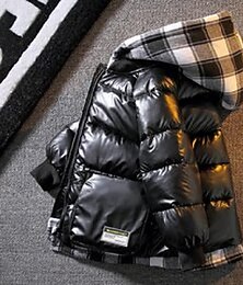 voordelige -jongens donsjack voor herfst winter bovenkleding plaid jongens waterdichte capuchon kinderkleding