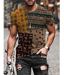 preiswerte -Herren Übergröße Hemd Groß und hoch Graphic Rundhalsausschnitt Bedruckt Kurzarm Sommer Frühling Sommer Basic Brautkleider schlicht Groß und hoch Strasse Casual Oberteile