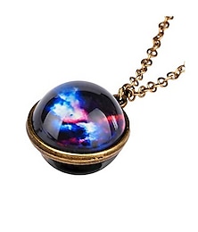 economico -collana pianeta farjing, bagliore nel sistema galassia scuro doppia faccia vetro cupola pianeta collana ciondolo gioielli regalo
