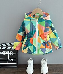 billige -Jente 3D Sommerfugl Trenchcoat Jakke Langermet Høst Vinter søt stil Sport Polyester Barn 2-6 år Gate Feriereise Normal