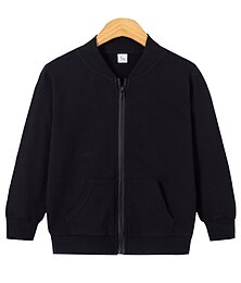 abordables -Unisexe Garçons Fille 3D Uni Manteau Veste manche longue Automne Actif Basique Enfants 3-13 ans Vacances Rue Coupe régulière