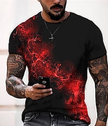 cheap -Men's Unisex Shirt T shirt Tee Tee Graphic Prints Flame Crew Neck Custom Print Yellow Red Royal Blue Blue 3D Print Daily Holiday Short Sleeve Print Clothing Apparel Designer Casual Big and Tall