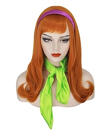 economico -daphne parrucca mersi delle donne orange parrucche per daphne cosplay lungo zenzero parrucca parrucche di capelli di rame per il partito cosplay solo parrucca