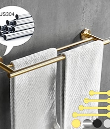 voordelige -handdoekenrek voor badkamer, aan de muur gemonteerde roestvrijstalen handdoekstang 2-laags badkamerhardware (goud/chroom/zwart/geborsteld nikkel)