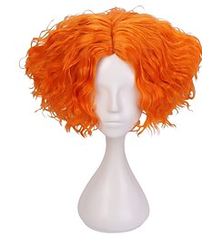abordables -Perruques de cosplay Orange Bouclé Cheveux synthétiques Court Perruques Enfant Perruques Pour la fête