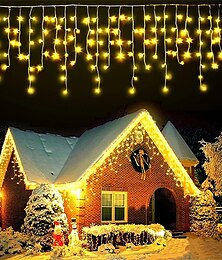 cheap -Icicle String Light Decor Light IP44 Outdoor Holiday Light Icicle Curtain Lights 3.5M 5M 96Leds 216Leds Flexible String Light for New Year Xmas Party Decoration Garland Colorful Lighting EU US Plug