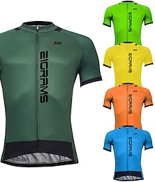 voordelige -21Grams Voor heren Wielrenshirt Korte mouw Fietsen Shirt Kleding Bovenlichaam met 3 achterzakken Bergracen Wegwielrennen Sneldrogend YKK Rits Achterzak Vermindert schuren Groen Geel Donkergroen