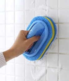 economico -Spazzola per la pulizia della cucina del bagno Spazzola per la pulizia della parete del vetro della toilette Manico della spugna Fondo della vasca Utensili in ceramica