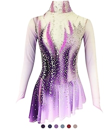 preiswerte -Eiskunstlaufkleid Damen Mädchen Eislaufen Kleider Austattungen Weiß Dunkellila Pudriges Rosa Rückenfrei Elasthan Mikro-elastisch Ausbildung Eiskunstlaufkleidung Handgemacht Klassisch Kristalle Langarm