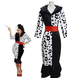 levne -Sto a jeden dalmatin Cruella de Vil Šaty Cosplay kostým Maškarní prázdniny Filmové kostýmy for Dámské Dospělé Karneval Plesová maškaráda
