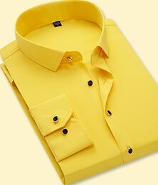 preiswerte -Herren Oberhemd Knopfhemd Kragenhemd Hellrosa Weiß Gelb Langarm Glatt Quadratischer Ausschnitt Ganzjährig Hochzeit Arbeit Bekleidung Bedruckt