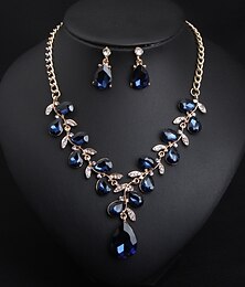 economico -I monili nuziali 1 set Cristallo Strass Lega 1 collana Orecchini Per donna Importante Colorato Romantico Fantasia Fiore decorativo Irregolare Parure di gioielli Per Feste Matrimonio